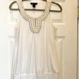 White House Black Market white beaded top